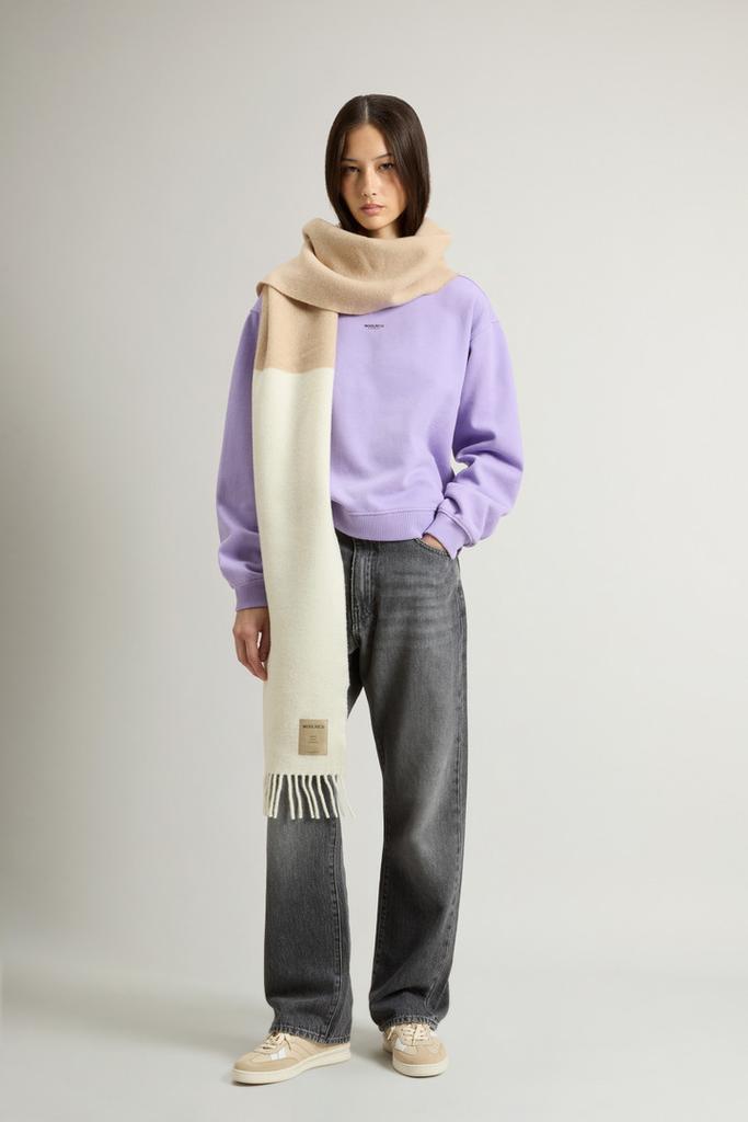 Woolrich Crewneck Sweatshirt in Pure Cotton with Embroidered Logo - Women - Purple