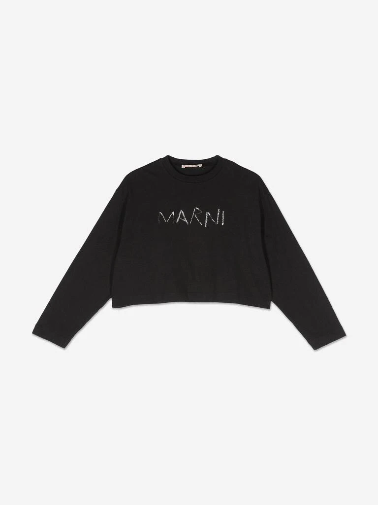 Marni MARNI Girls Long Sleeve Logo T-Shirt in Black 1