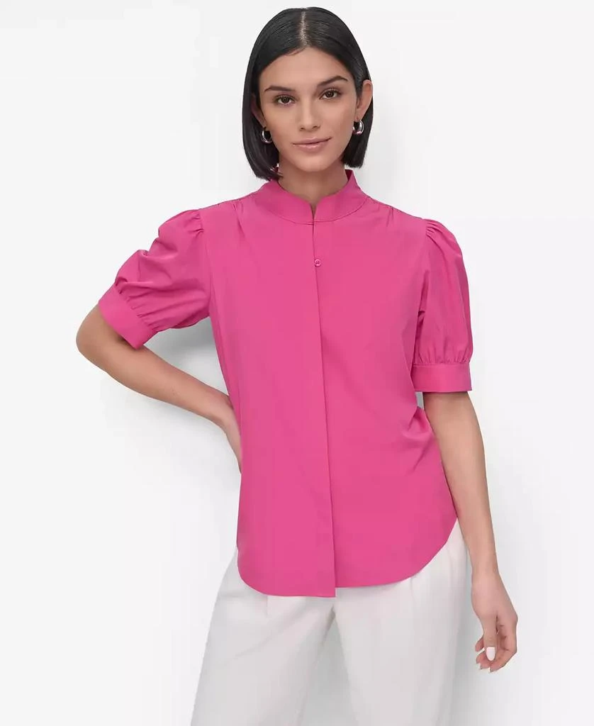 DKNY Women's Mandarin-Collar Puff-Shoulder Shirt 1