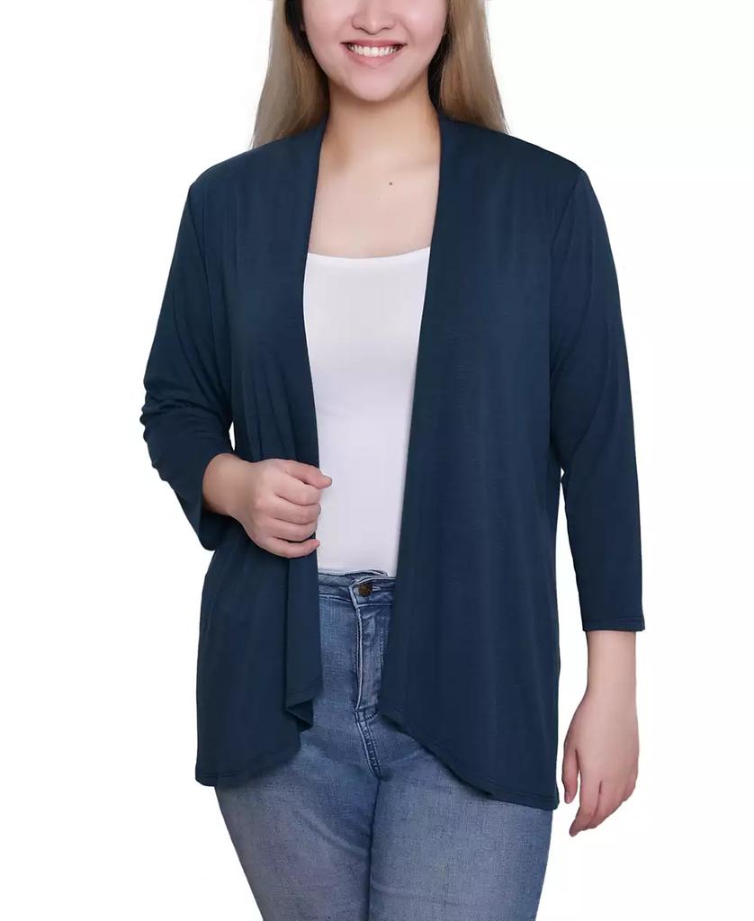 NY Collection Women's Solid 3/4 Sleeve Cardigan Sweater