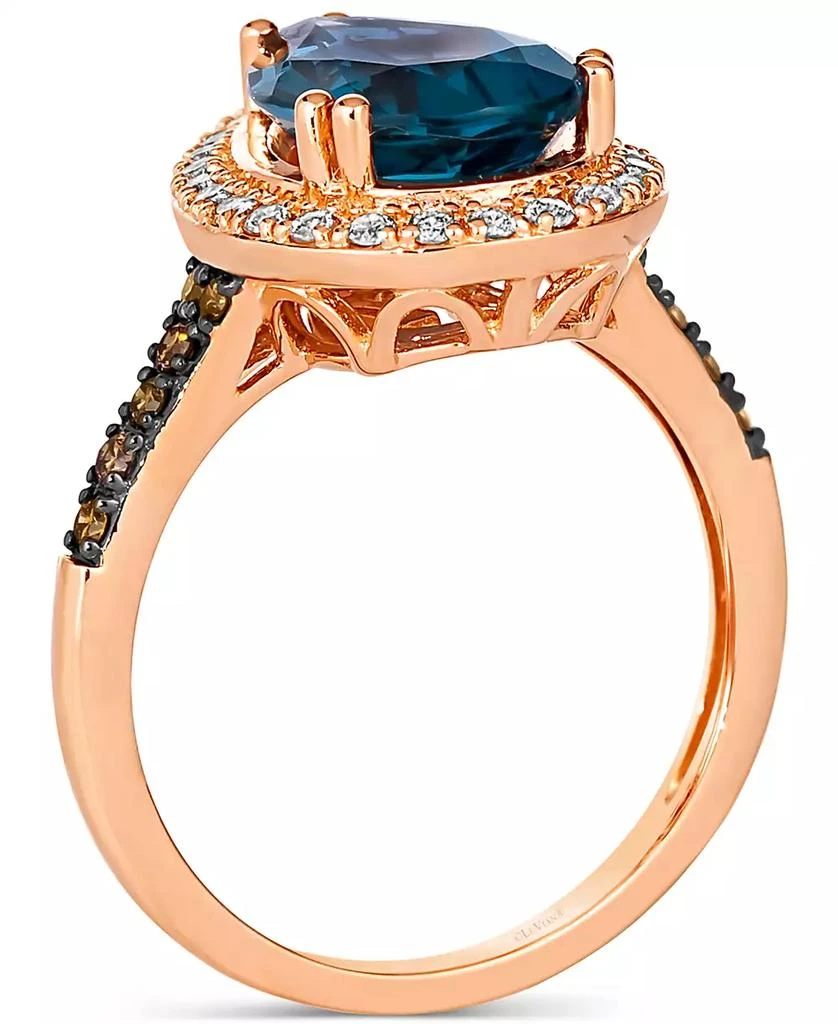 Le Vian Deep Sea Blue Topaz (3 ct. t.w.) & Diamond (3/8 ct. t.w.) Teardrop Halo Ring in 14k Rose Gold 3