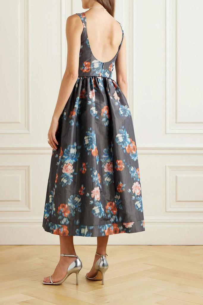 MARKARIAN Apple Dark floral-print taffeta midi dress 3