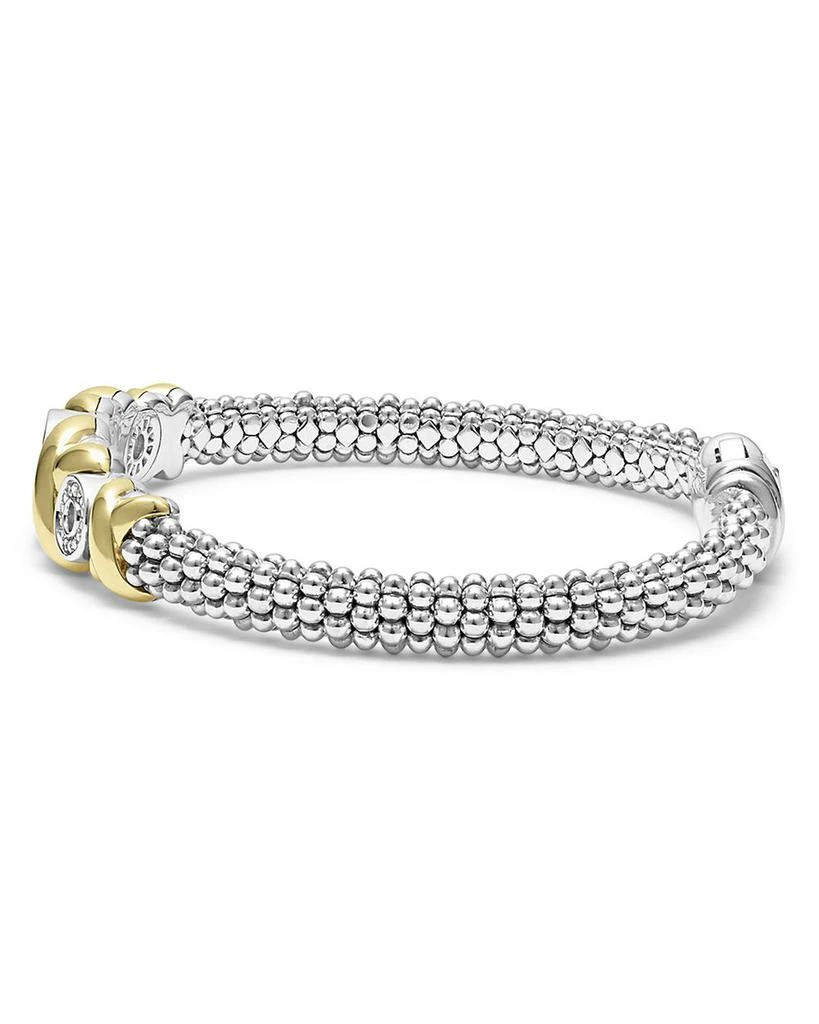 LAGOS 18K Yellow Gold & Sterling Silver Embrace Diamond XO Caviar Bead Bracelet 4