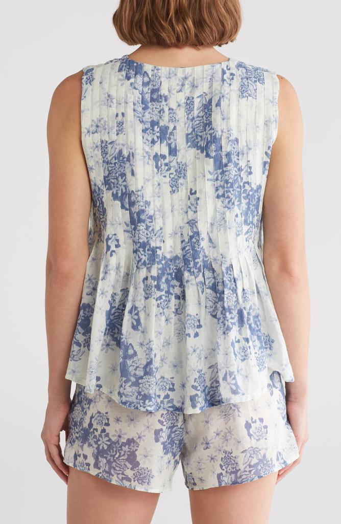 Desmond & Dempsey Pleated Cotton Short Pajamas