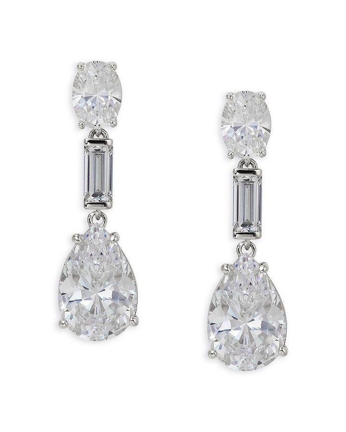 Nadri Cubic Zirconia Drop Earrings in Rhodium Plated