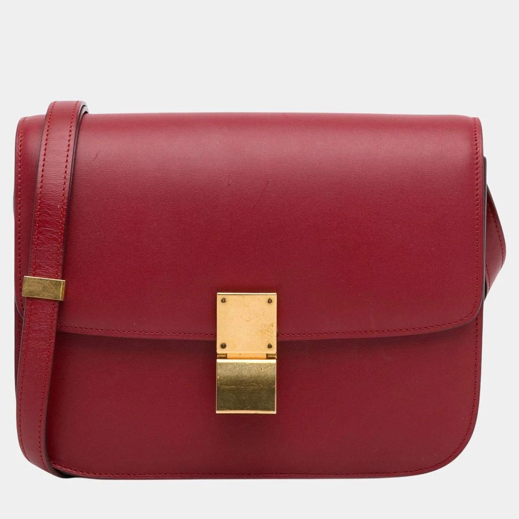 Celine Celine Red Medium Calfskin Classic Box Bag 1
