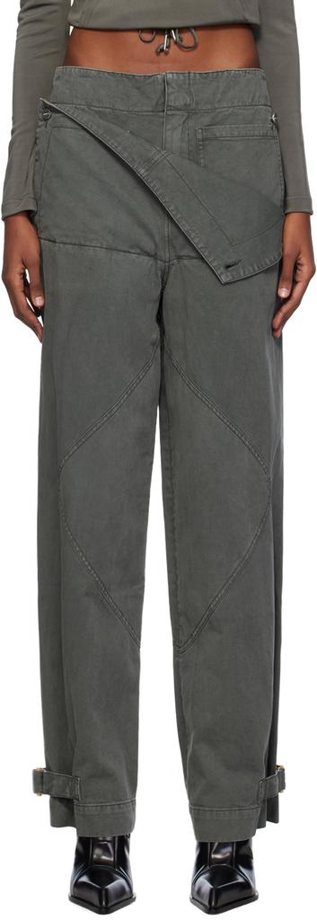 Dion Lee Gray Belted Shell Trousers