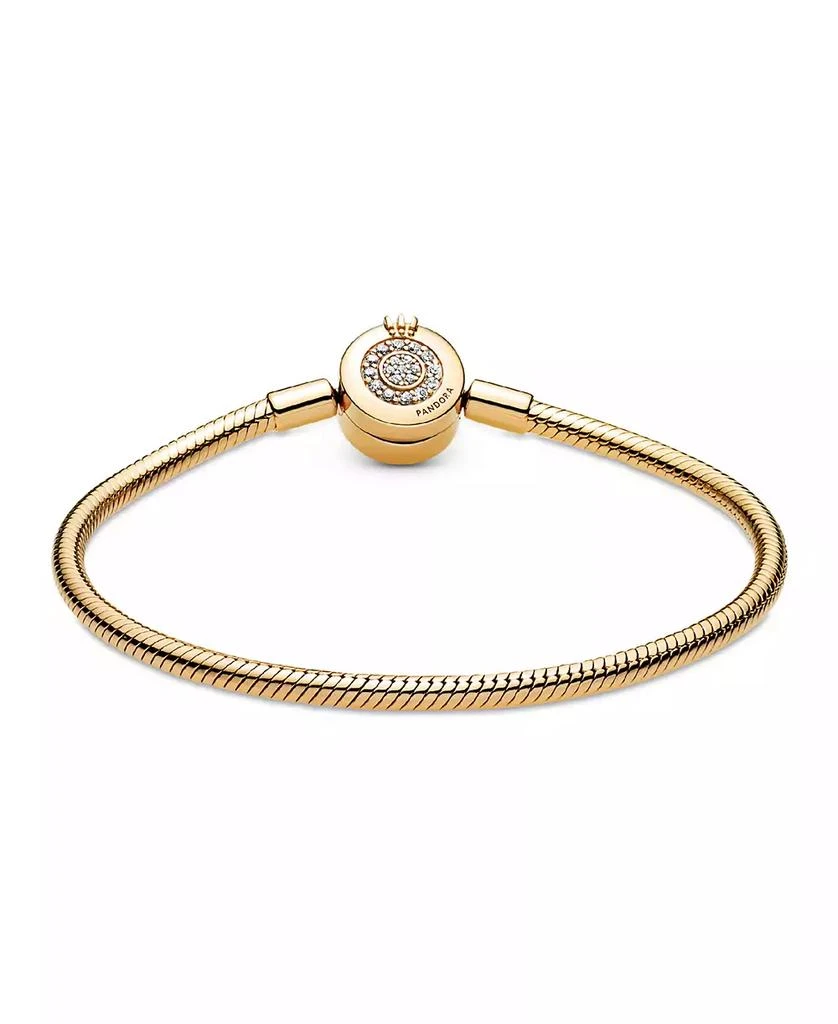 PANDORA Moments Cubic Zirconia 14K Gold-Plated Sparkling Crown O Snake Chain Bracelet 2