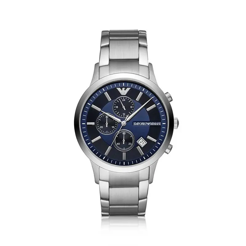 Emporio Armani Emporio Armani - Mens Chronograph Watch Silver/Blue 3