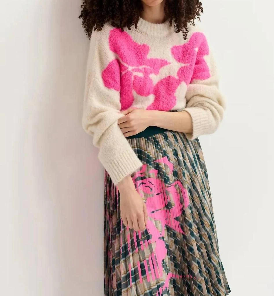Essentiel Garcon Knitted Pullover In Cream And Pink 2