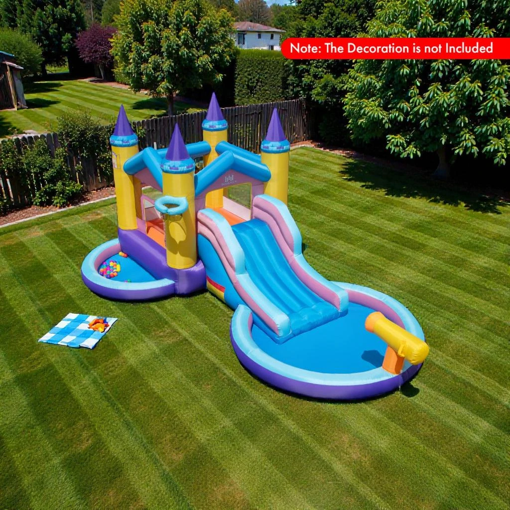 Hivvago Inflatable Kids Splash Park with 6 Features and 678W Blower 2
