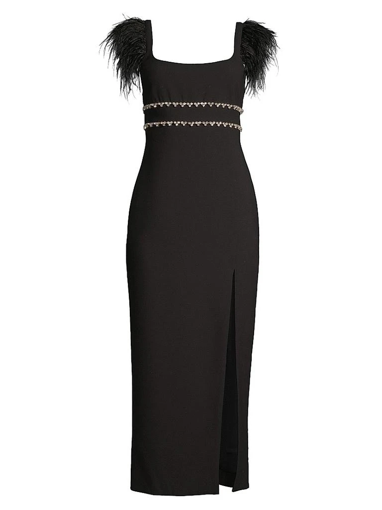 Likely Prima Crystal & Feather Midi-Dress 1