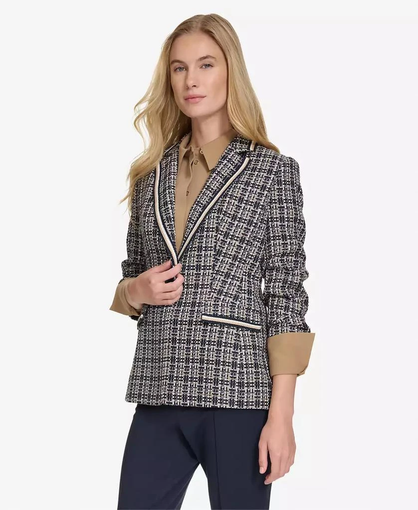 Tommy Hilfiger Women's Textured Plaid Single-Button Blazer 3