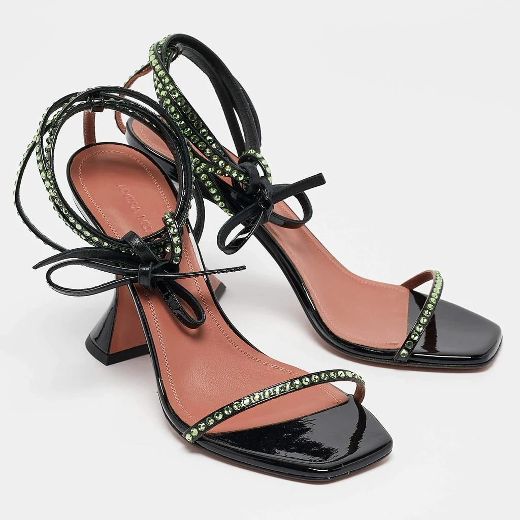 Amina Muaddi Amina Muaddi Black Patent Leather Crystal Embellished Vita Sandals Size 37.5 4