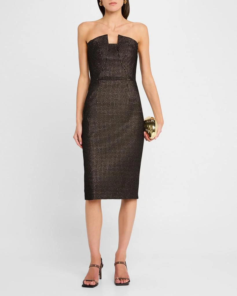 Black Halo Lena Strapless Metallic Midi Sheath Dress 2