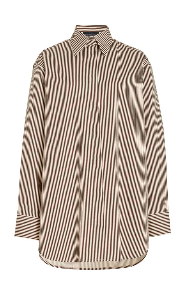 Brandon Maxwell Brandon Maxwell - The Phillippa Striped Cotton Twill Mini Shirt Dress - Stripe - M - Moda Operandi