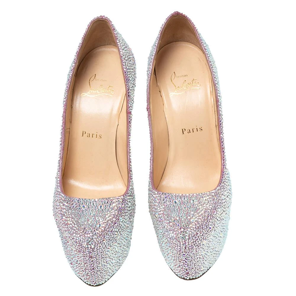 Christian Louboutin Christian Louboutin Pink/Silver Crystal Embellished Suede Daffodile Platform Pumps Size 37 3
