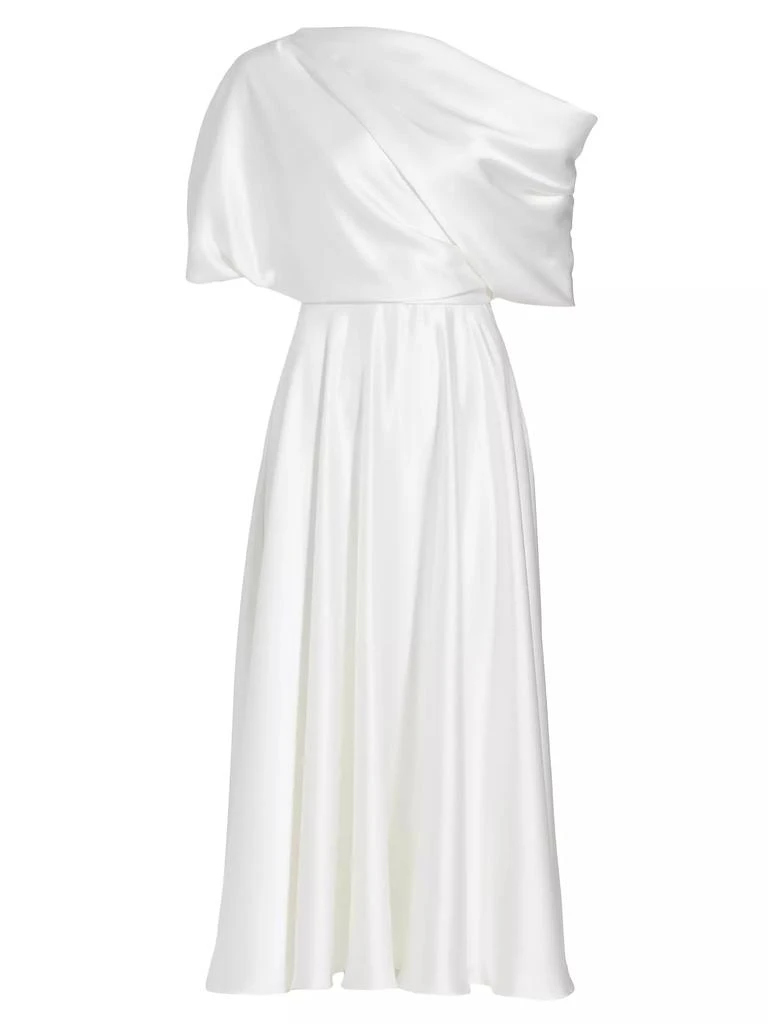 Amsale Draped Off-The-Shoulder Satin Midi-Dress 1