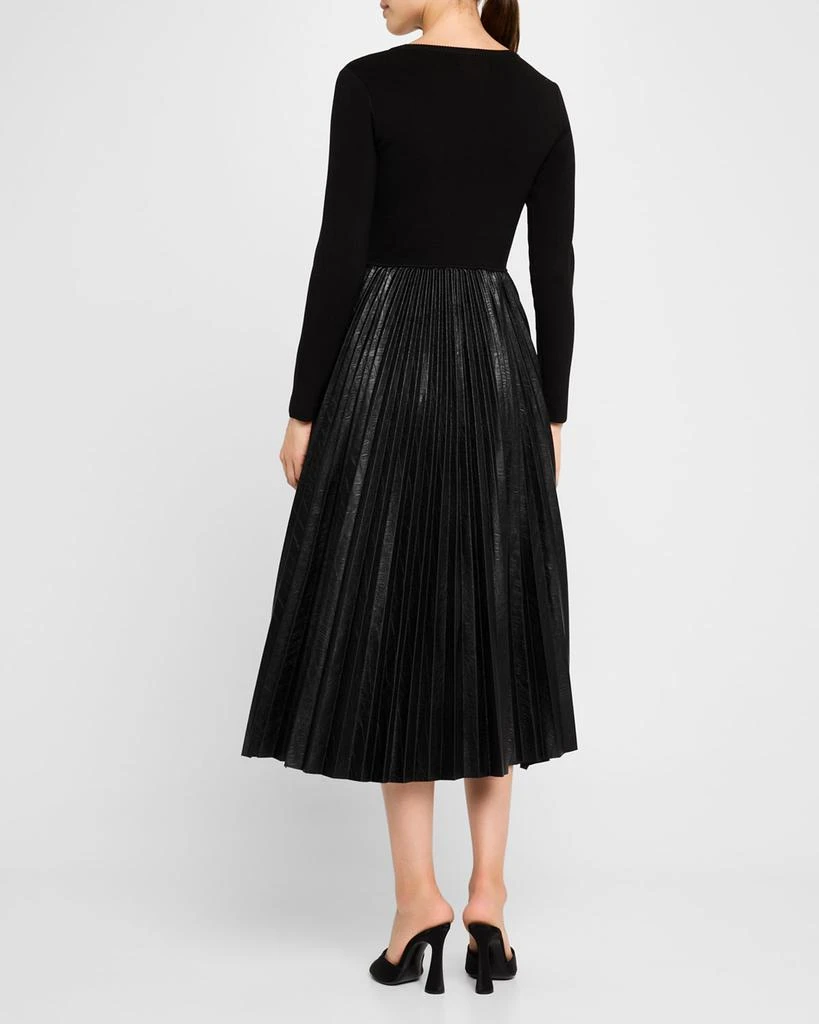 Elie Tahari The Mave Pleated Faux Leather Midi Dress 3