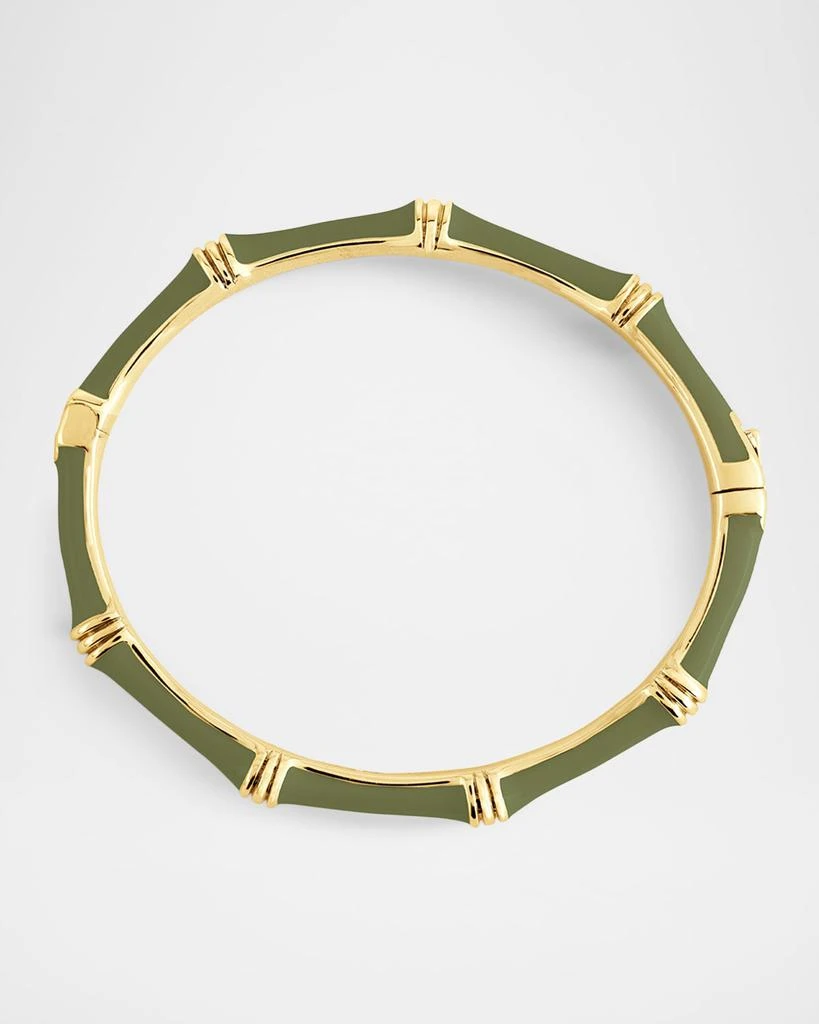 Anabel Aram Jewelry Bamboo Enameled Hinged Bangle, Green 3