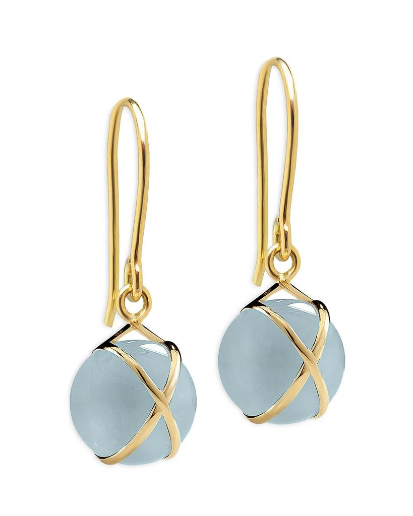 L. Klein 18K Yellow Gold Prisma Aquamarine Crossover Drop Earrings 1