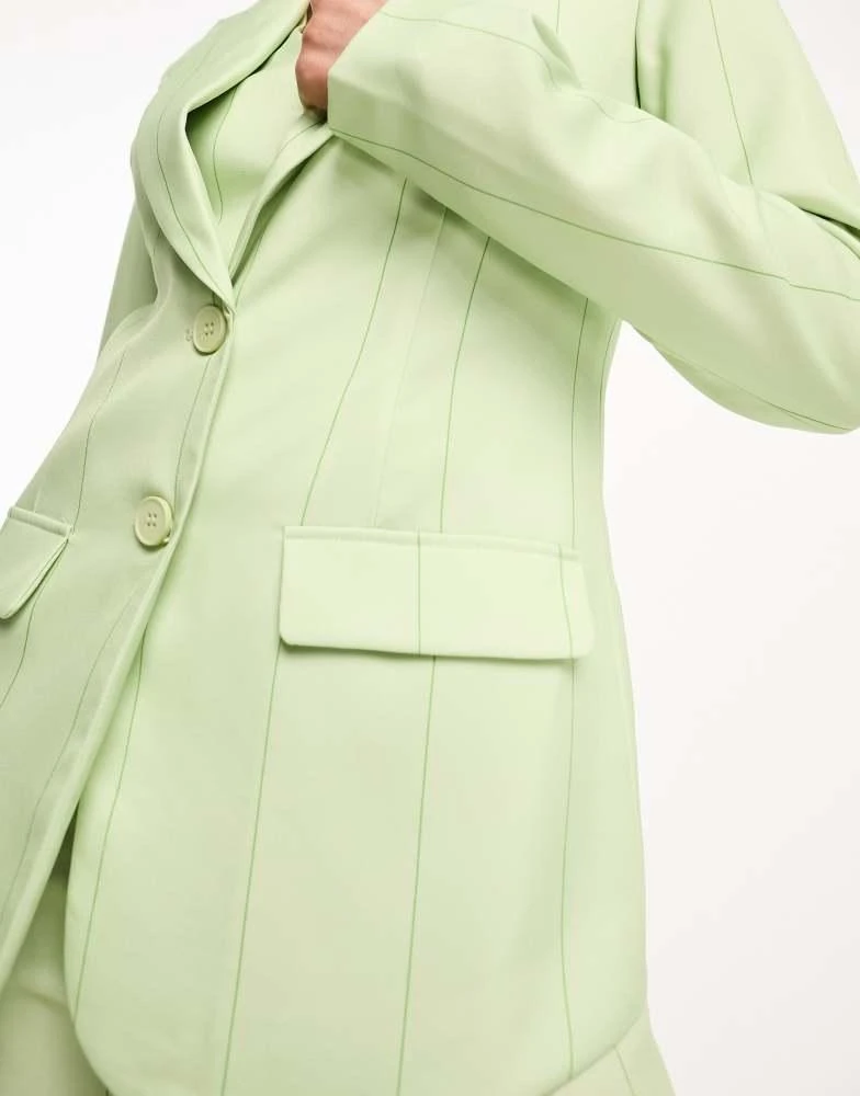 KYO Kyo The Brand tailored blazer 3-piece co-ord in light green pinstripe 3