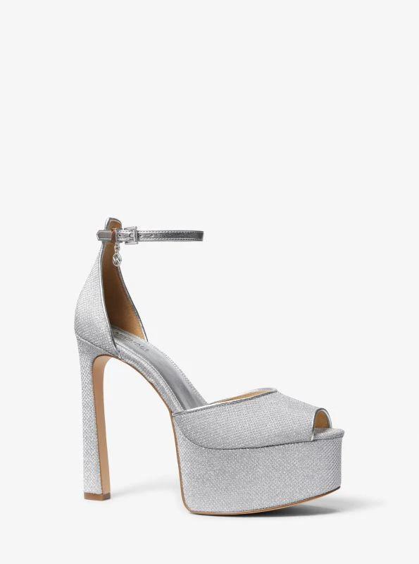 Michael Kors Martina Glitter Mesh Peep-Toe Platform Pump 1