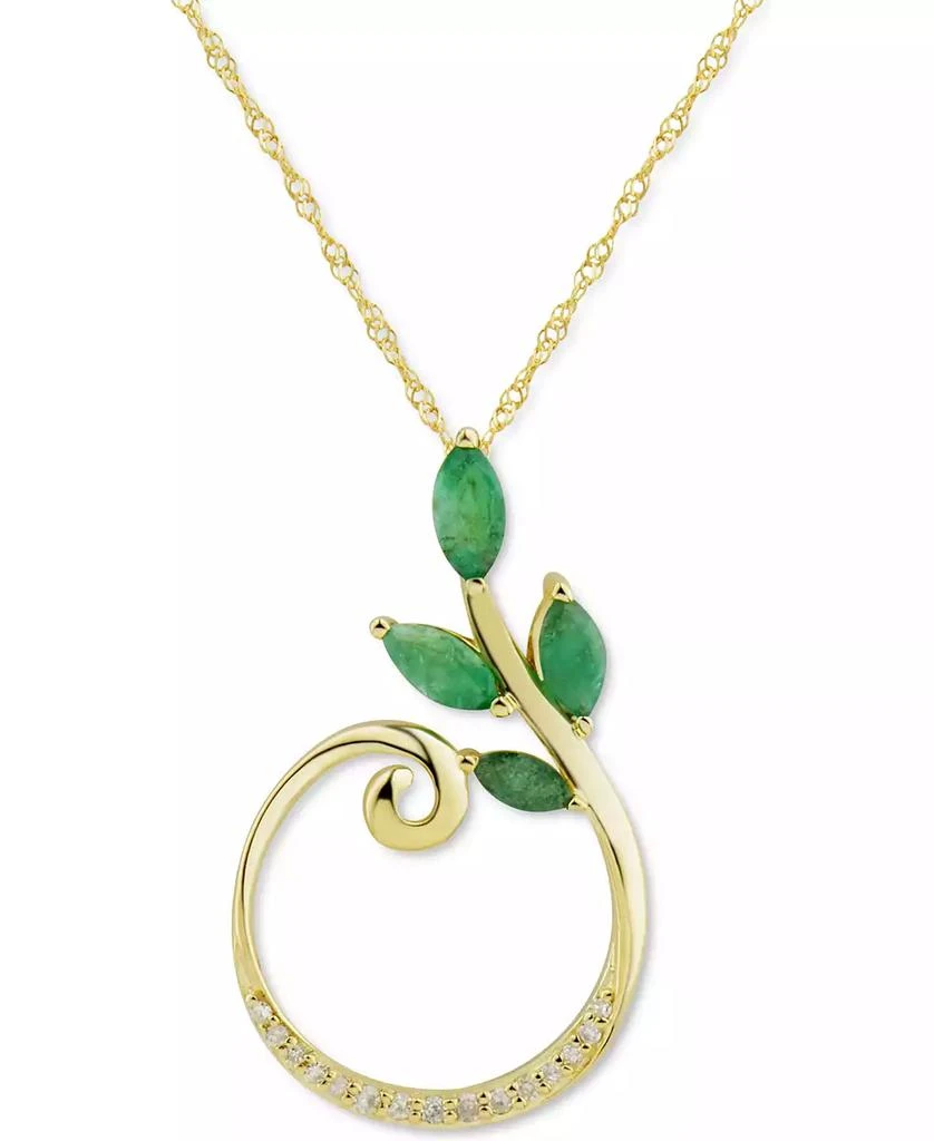 Macy's Emerald (5/8 ct. t.w.) & Diamond (1/20 ct. t.w.) 18" Pendant Necklace in 14k Gold 1