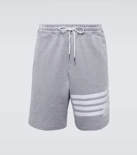 Thom Browne 4-Bar striped seersucker cotton shorts 1