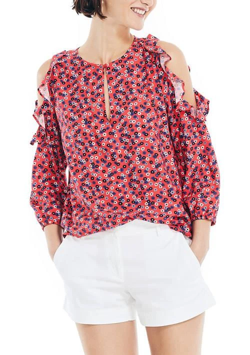 Nautica Sustainably Crafted Cold Shoulder Printed Top 1