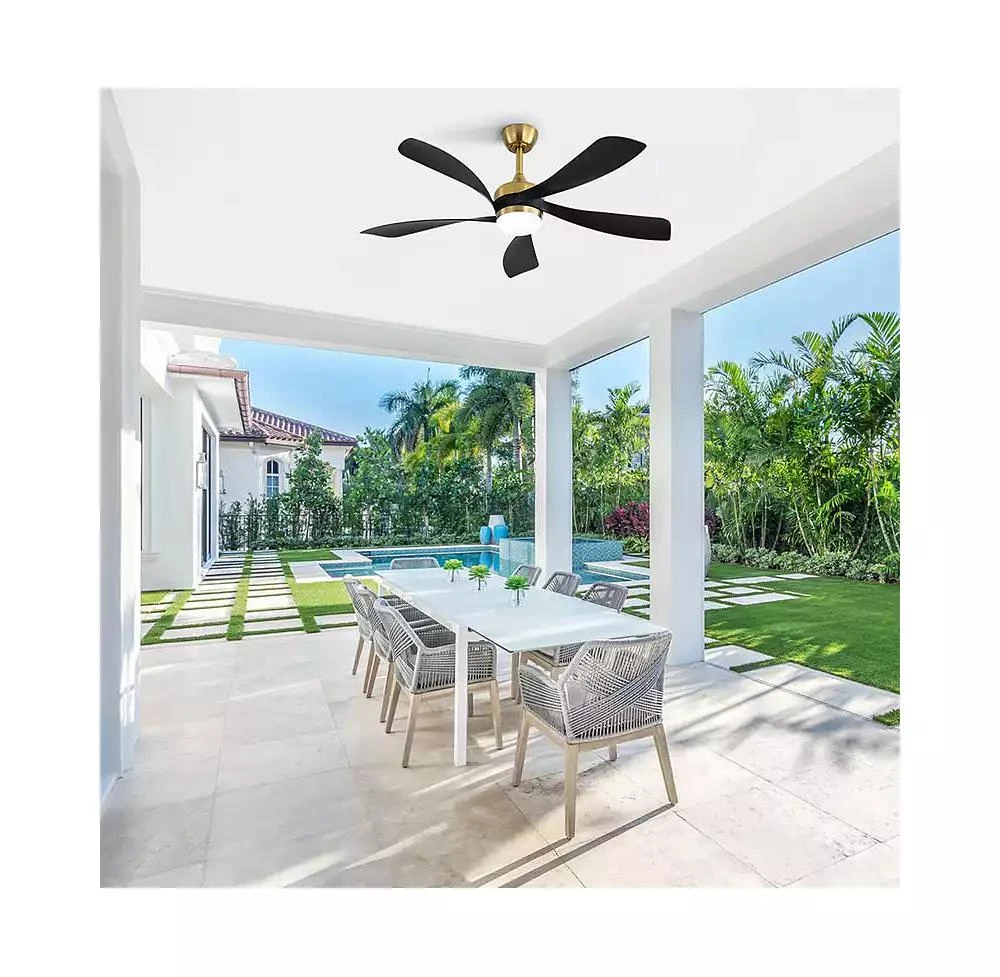 Sofucor 52-inch Modern Gold 5-Blade Ceiling Fan with LED Light and Remote Control 2