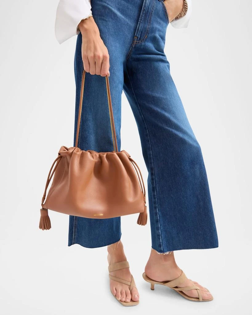 VERONICA BEARD Stash Ruched Leather Shoulder Bag 2