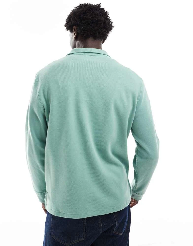Ralph Lauren Polo Ralph Lauren icon logo half zip double knit jacquard sweatshirt in light green 2