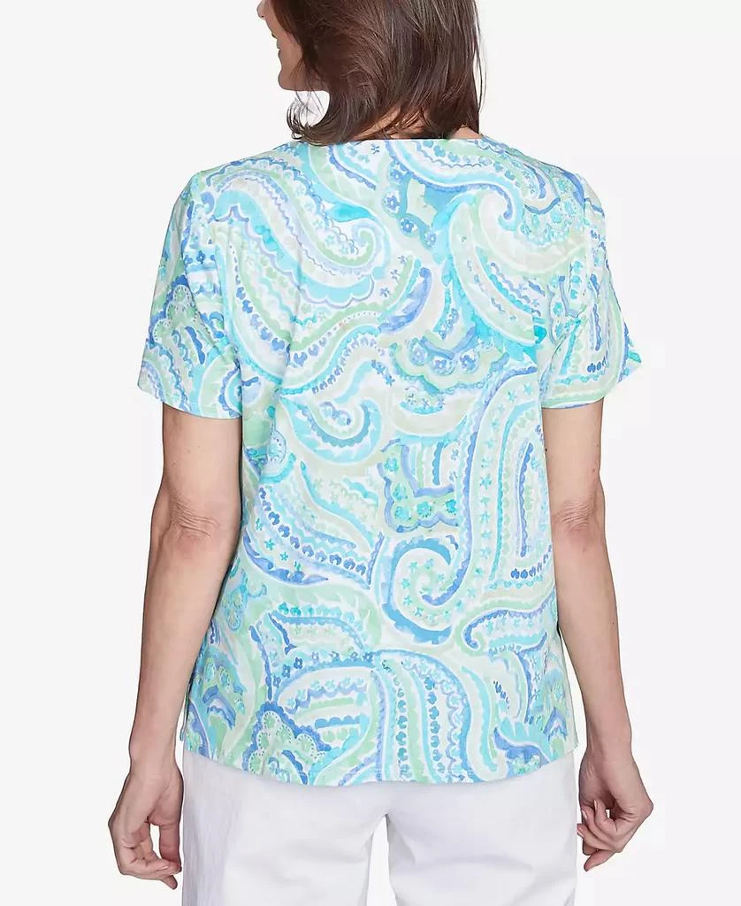 Alfred Dunner Petite  Pleated Crew Neck Paisley Top 2
