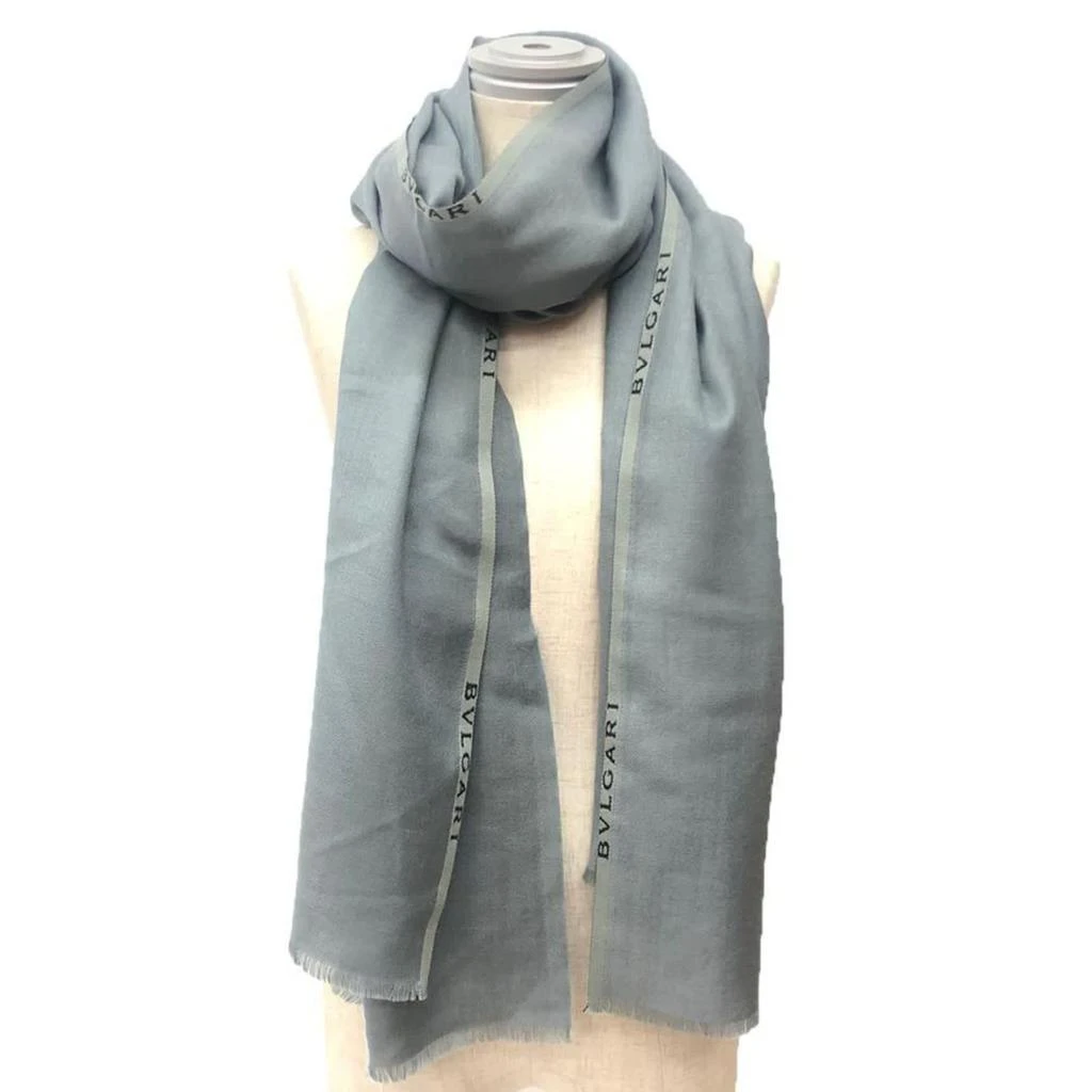 BVLGARI blue Cashmere Wool Silk Cotton Shawl (Pre-Owned) 2