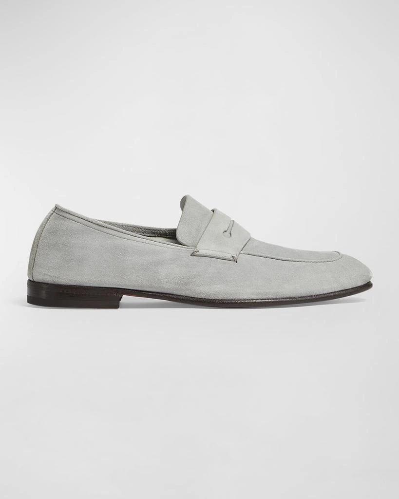 Zegna Men's Suede Penny Loafers 1
