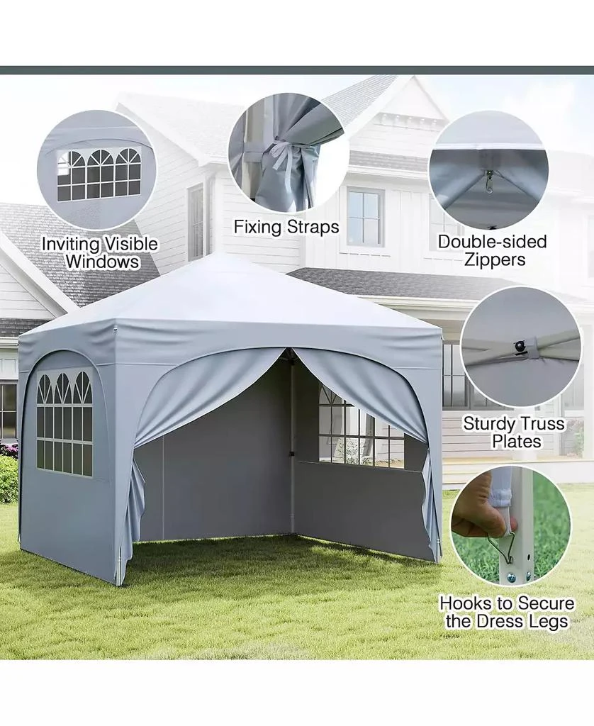 Mecale 10 X 10 FT Pop up Canopy Tent with 4 Removable Sidewall 7