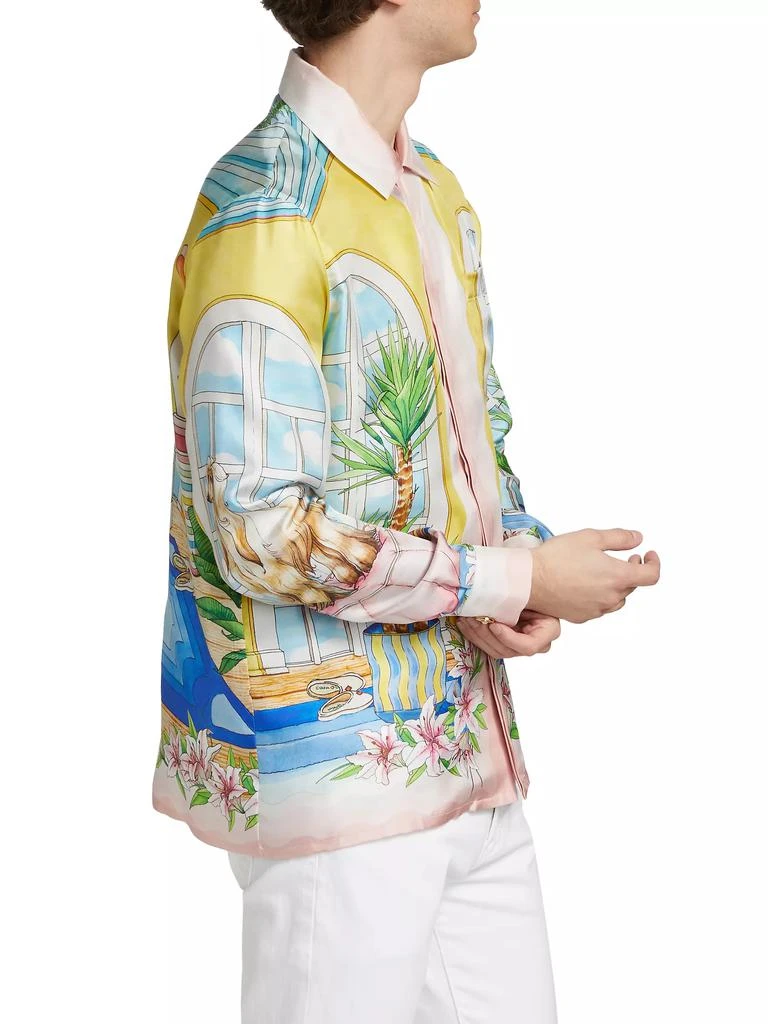 Casablanca Silk Satin Cuban Collar Printed Shirt 4