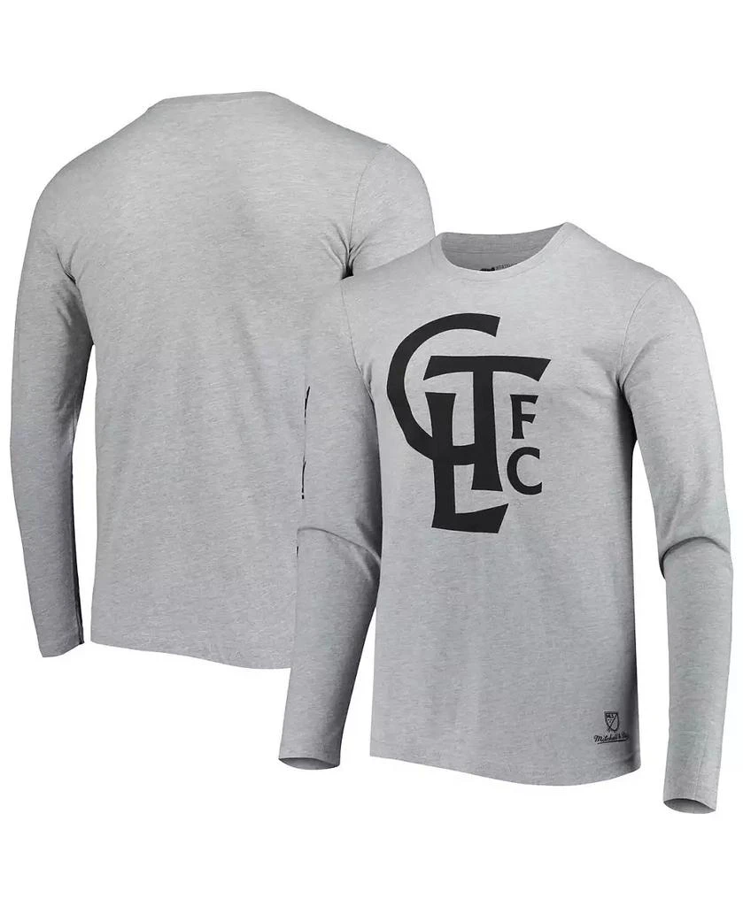 Mitchell & Ness Men's Heathered Gray Charlotte FC Logo Long Sleeve T-shirt 1