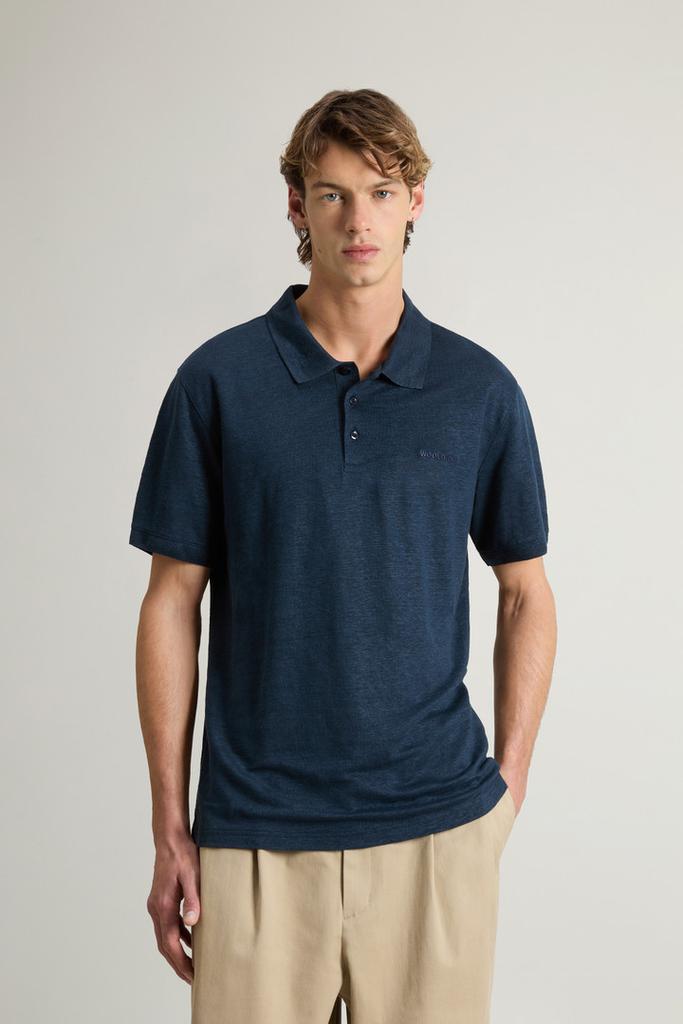 Woolrich Pure Linen Polo Shirt - Men - Blue