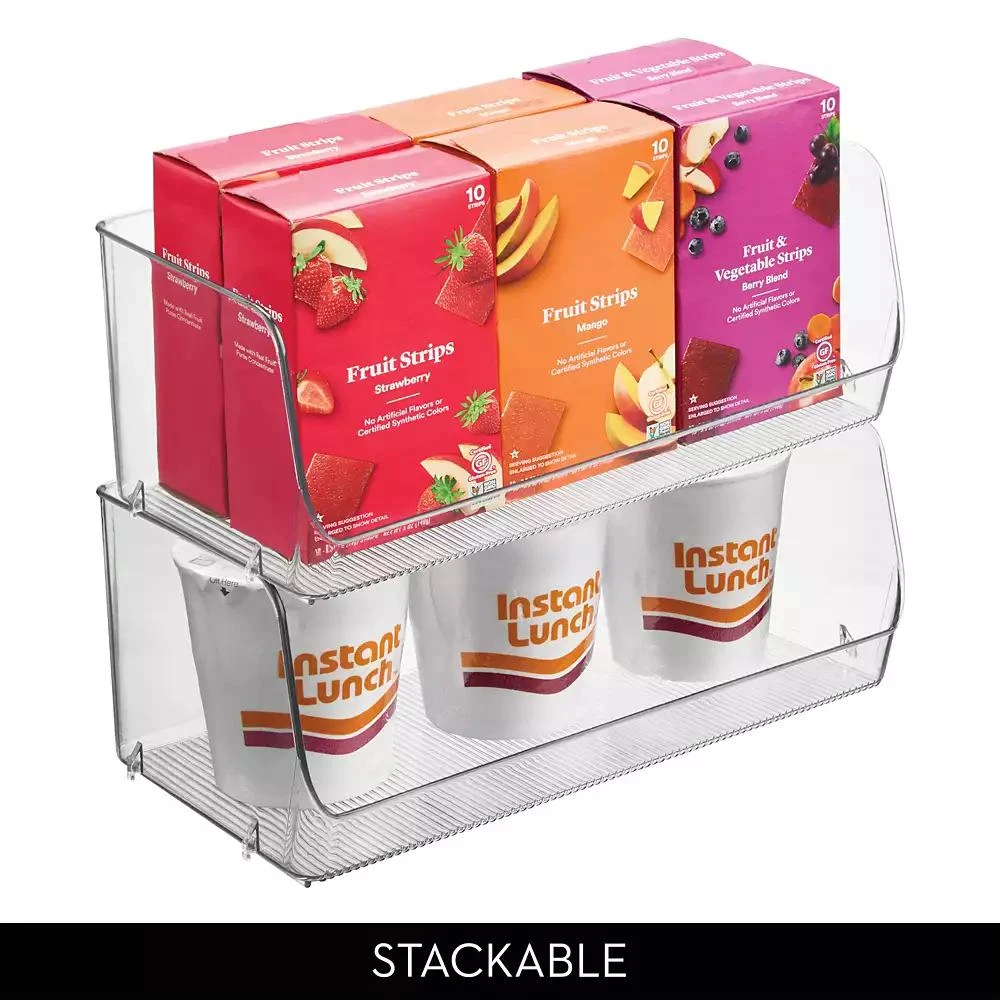 iDesign Wide Stackable Open-Front Storage Bins - Set of 3 - Clear - Made in USA 6