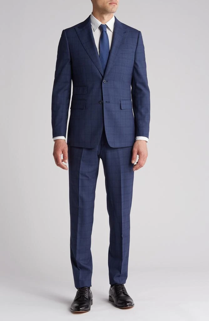 English Laundry Plaid Trim Fit Wool Blend Two-Piece Suit