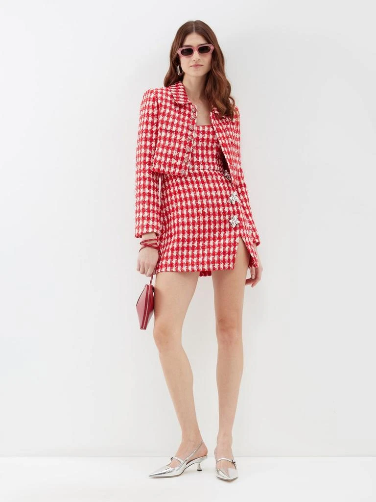 Self-Portrait Checked bouclé-tweed mini dress