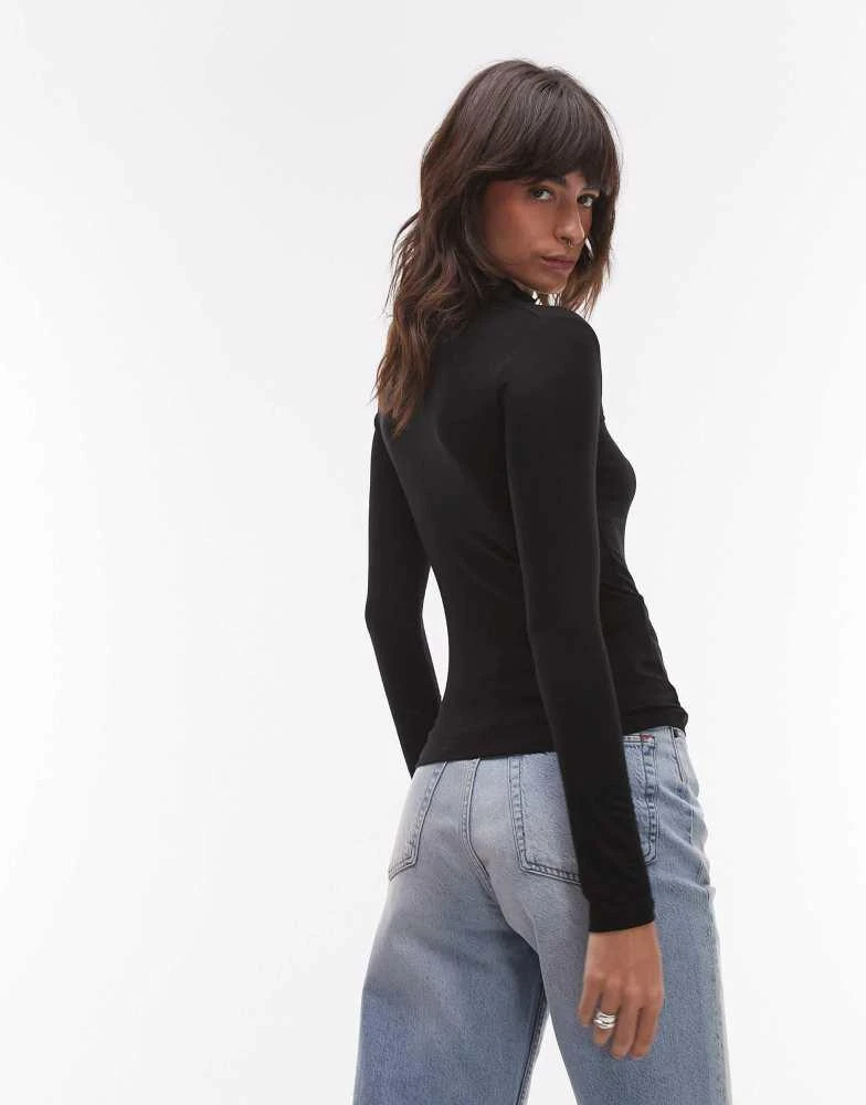 Mango Mango high neck second skin top in black 4