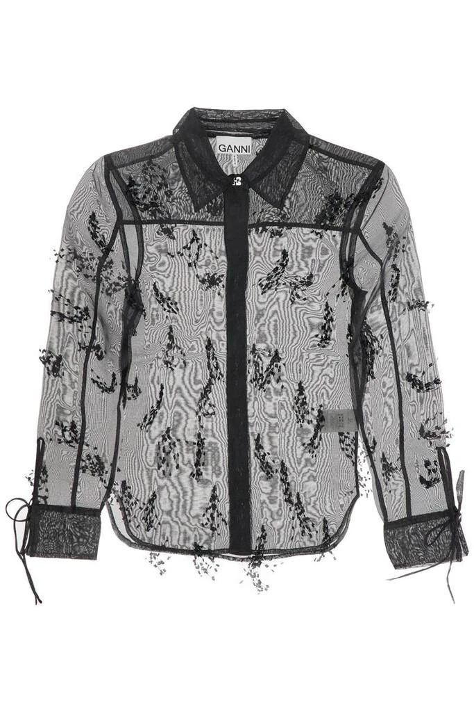 Ganni fringed organza shirt 1