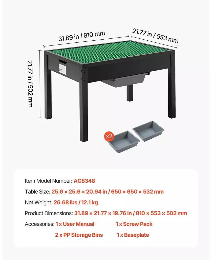 SUGIFT Reversible Activity Table with Building Block Top 
Large Storage Capacity 4