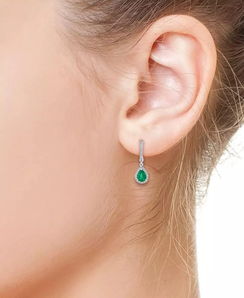 Effy EFFY® Emerald (1-1/8 ct. t.w.) and Diamond (1/4 ct. t.w.) Drop Earrings in 14k White Gold, Created for Macy
s 2