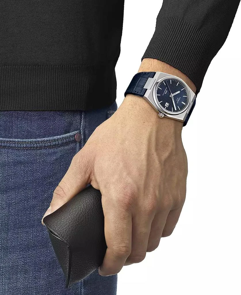 Tissot Men's Swiss Automatic PRX Powermatic 80 Blue Leather Strap Watch 40mm 5