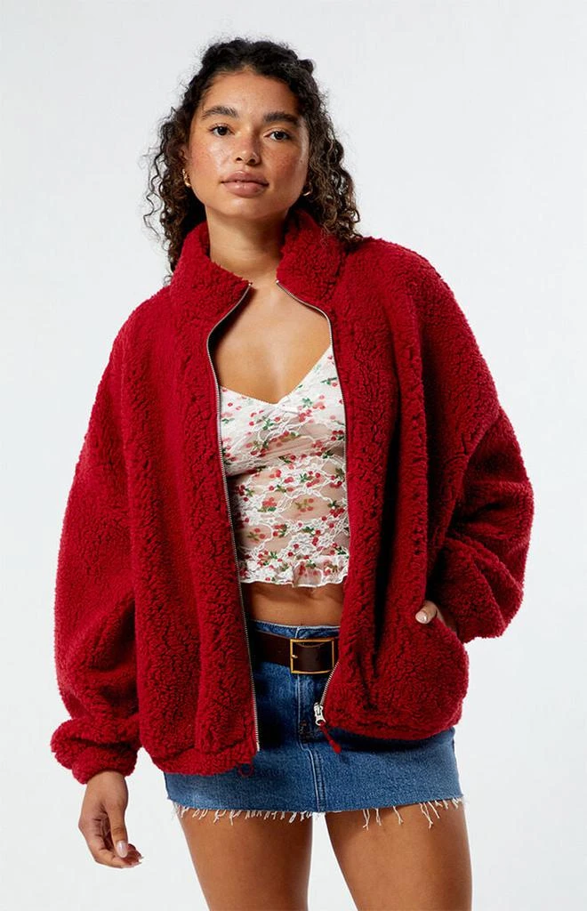 PacSun Sherpa Cropped Zip Up Jacket 1