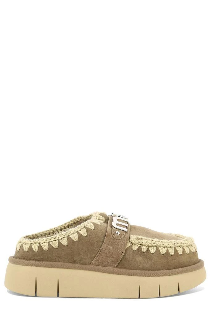 Mou Mou Logo-Lettering Round-Toe Slippers 1
